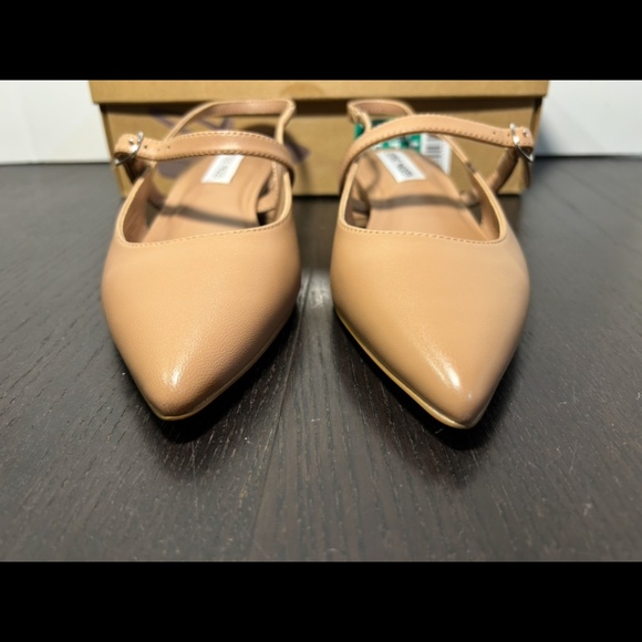 Steve Madden Christyy Leather Pointed Toe Slingback Block Heel Shoes Tan 7.5M - Picture 5 of 16